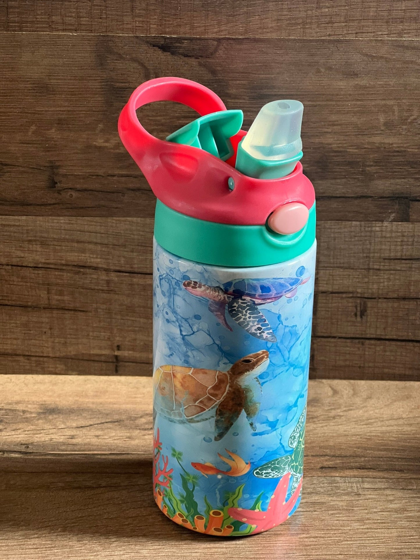 Kids Tumblers Sippy Cups - Flip Top - 12 oz - Butterflies - Sea Turtles - Safari and more