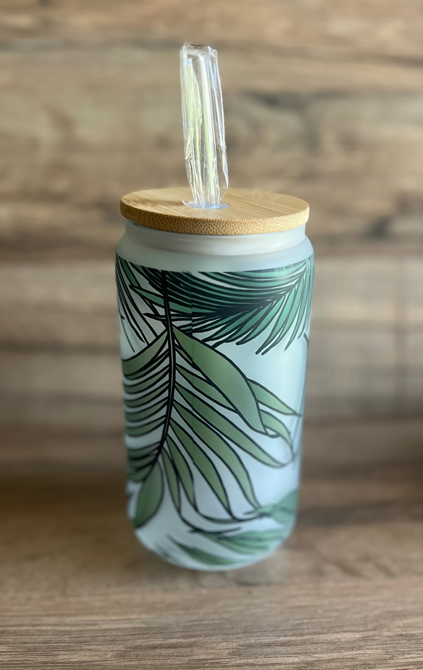 Glass Tumblers with Bamboo Lid - 16 oz