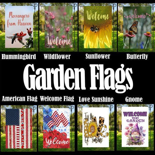 Garden Flags - 12" x 18" - Double-sided Image - Loons - Gnomes - Sunflowers and more