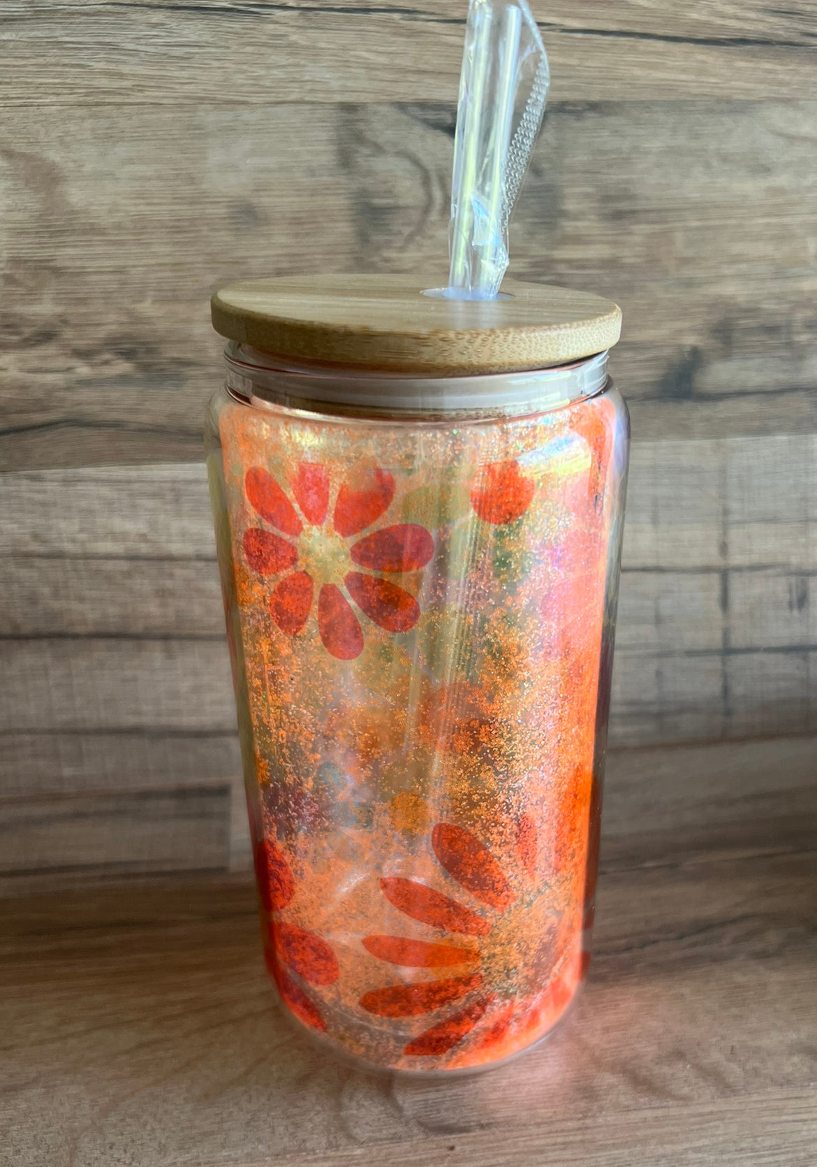 Glass Tumblers with Bamboo Lid - 16 oz